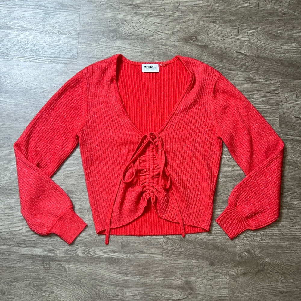 27 Milesβ Malibu Cashmere Blend Cropped Ruched Sparkle Sweater